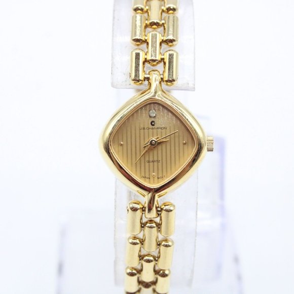 J.B Champion Watch Womens Gold Tone Stainless Steel Classic White Dial Japan Mov - Picture 3 of 8
